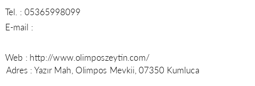 Olimpos Zeytin Pansiyon telefon numaralar, faks, e-mail, posta adresi ve iletiim bilgileri